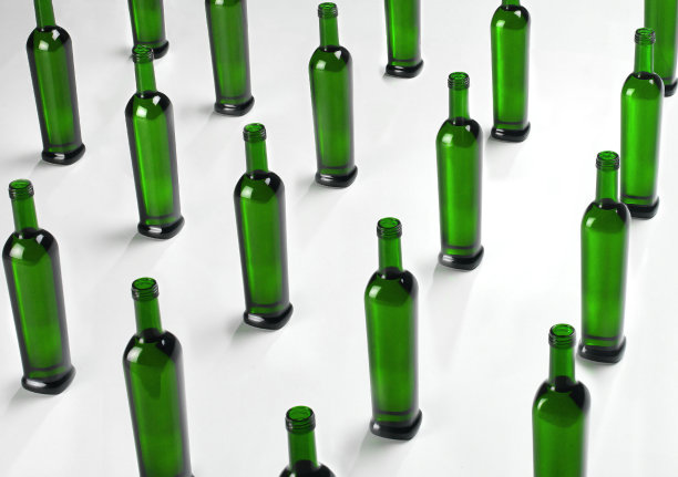 储存玻璃瓶子排列成绿色图片下载