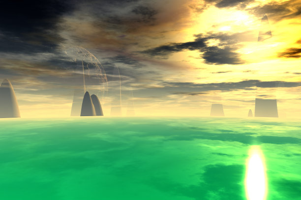 幻想中的外星星球。三维演示图片下载