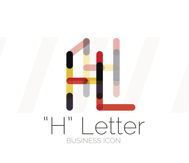 H字母图标，简约线条设计图片下载