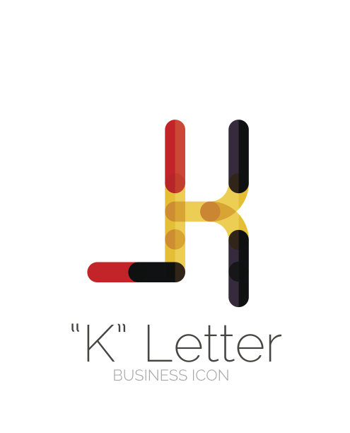 K字母图标，极简线条设计图片下载