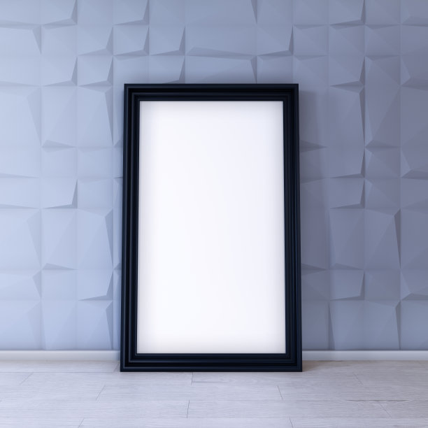 现代明亮的室内与经典的框架，3D渲染图片下载