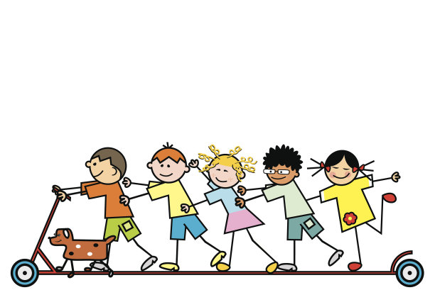 踏板车上的一群孩子图片下载