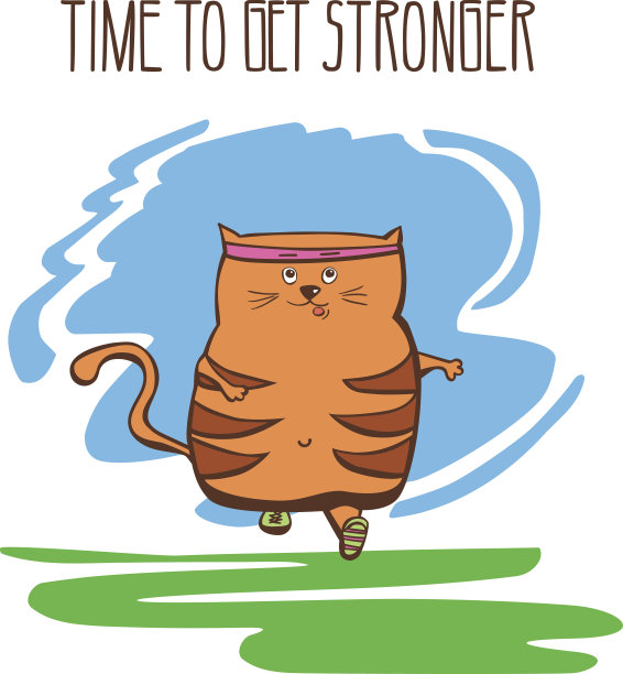 矢量插图与肥猫做慢跑图片下载