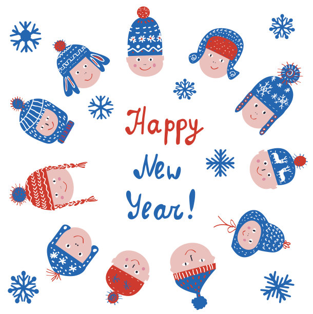 新年贺卡-矢量插图快乐图片下载