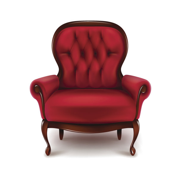复古红色的扶手椅素材图片