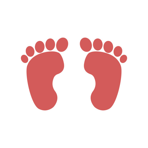 宝宝足迹图标粉色隔离矢量图片下载