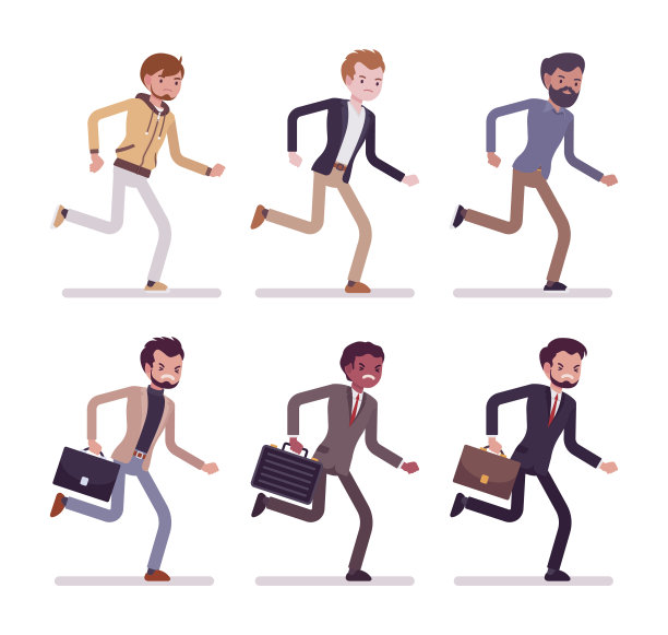 男人跑步时穿正装和休闲装素材图片