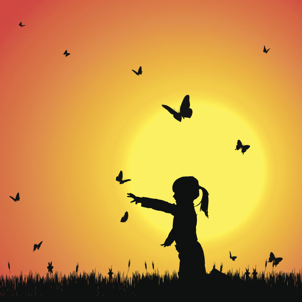 一个女孩的矢量剪影。图片下载