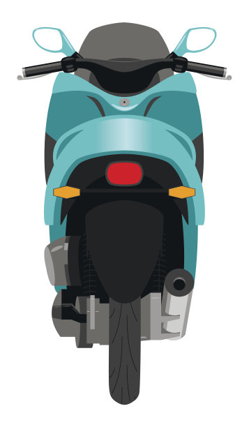 滑板车后视图孤立矢量插图图片下载