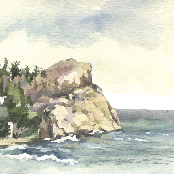 抽象水彩画的海景图片下载