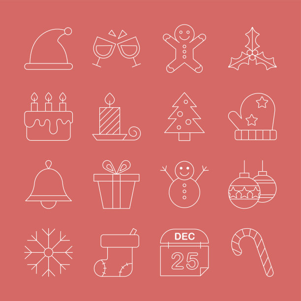 圣诞线图标集图片下载