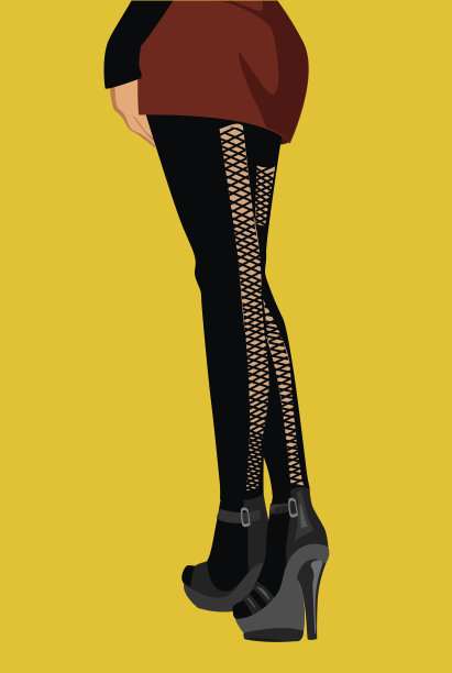 女人的腿在时尚高跟鞋。波普艺术插图图片下载