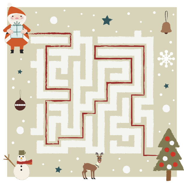 圣诞老人通过迷宫来到礼物图片下载