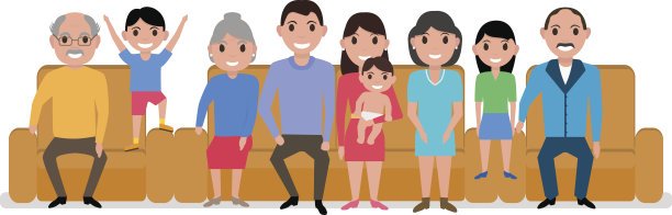 矢量插图卡通大幸福家庭沙发图片下载