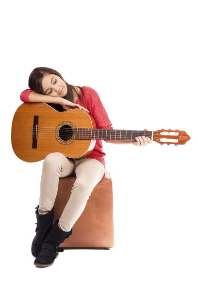 漂亮的少女和她的吉他图片下载