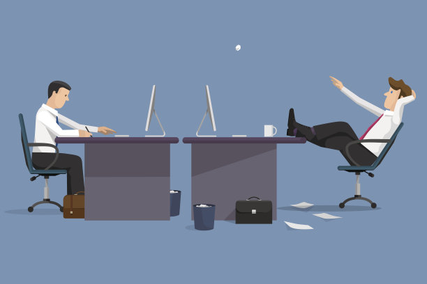 有趣的矢量插图两个经理在办公室图片下载