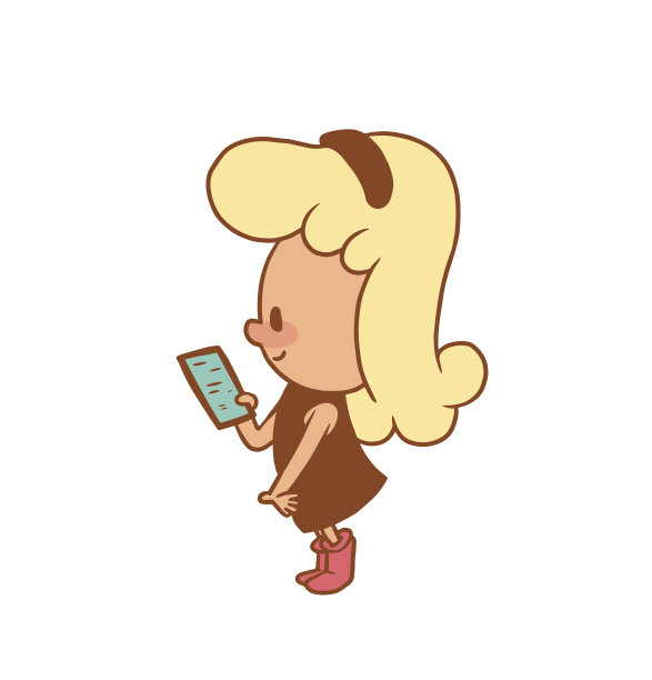 可爱的小女孩拿着智能手机，彩色图像图片下载