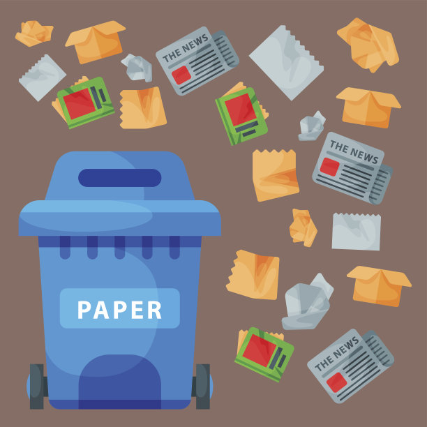 废纸回收要素垃圾轮胎管理产业利用废弃物可向量说明图片下载