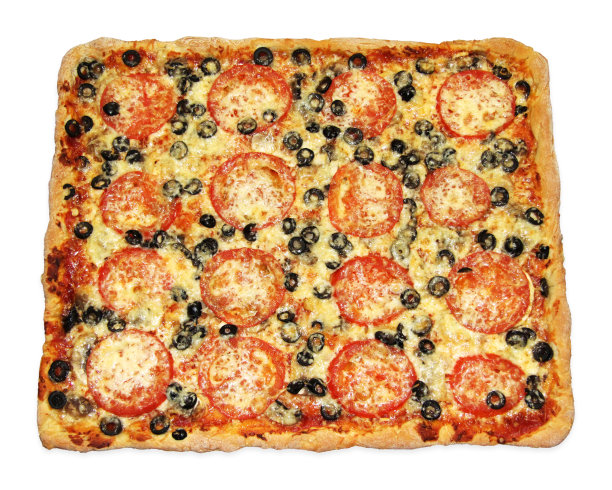 美味的方形披萨配蔬菜图片下载