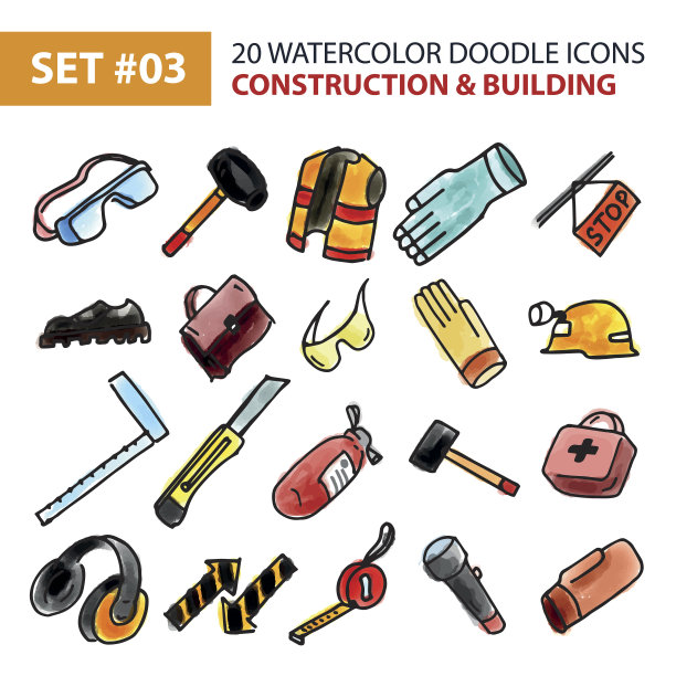 涂鸦图标设置-建设和建筑图片下载