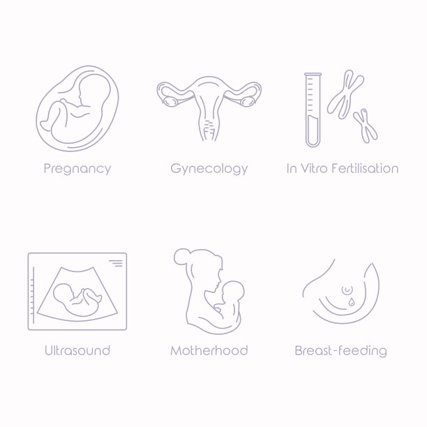 医药和怀孕矢量线图标图片下载