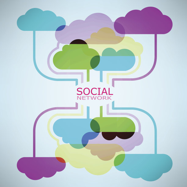模板设计以社交网络图标为背景的云点子图片下载