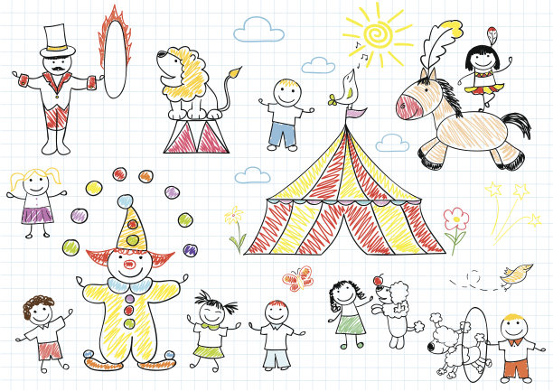 马戏团里快乐的孩子们图片下载