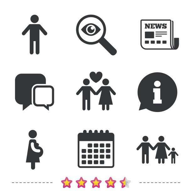 家庭生命周期图标。夫妻相爱和怀孕。图片下载