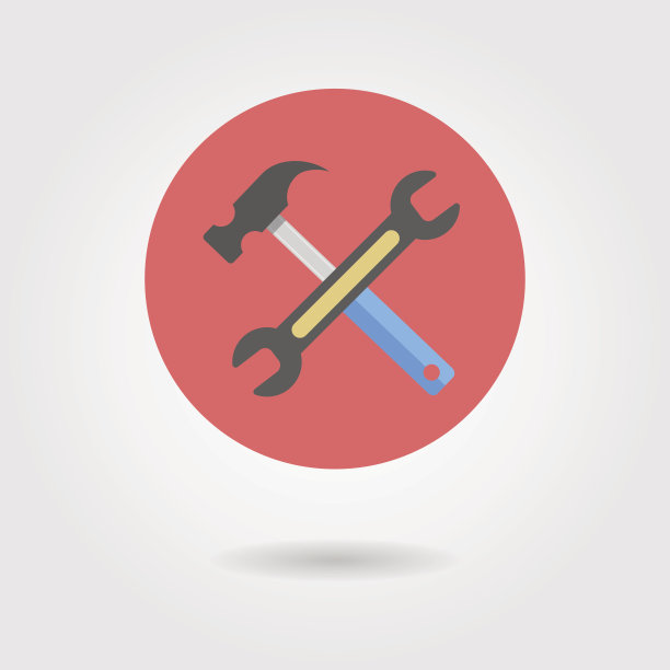 扳手和锤子在阴影的圆圈里图片下载