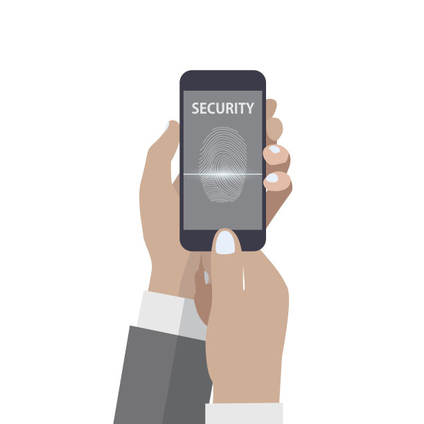 手持智能手机扫描指纹在屏幕上图片下载