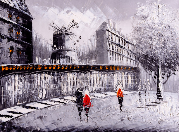 油画-巴黎街景图片下载