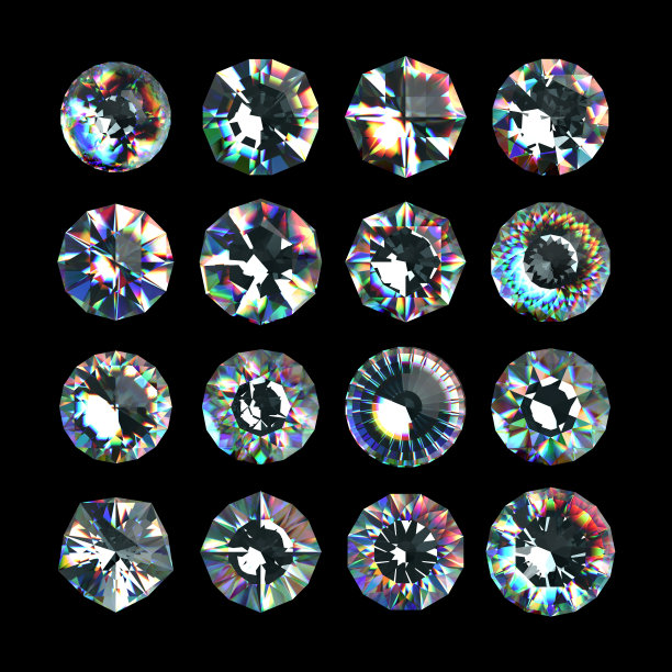 3d晶体，组合切割宝石，清楚的珠宝，钻石和辉煌图片下载