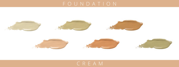 彩妆粉底膏用不同颜色涂抹涂抹。在白色背景上制造孤立的污点。图片下载