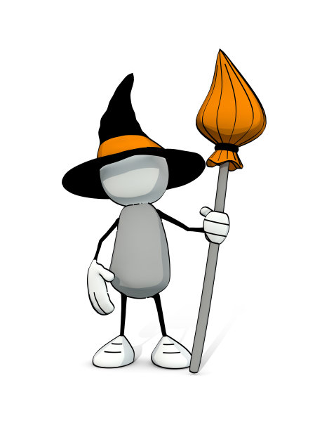 一个带着女巫头，拿着扫帚的猥琐小人图片下载