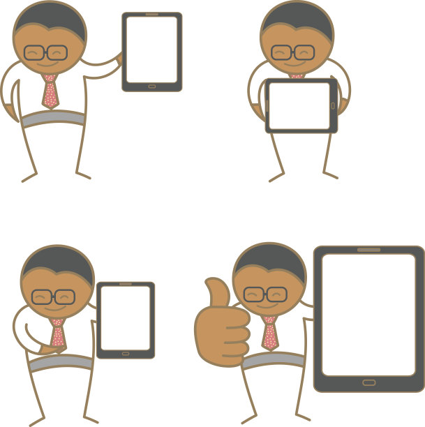 卡通人物与平板电脑的人图片下载