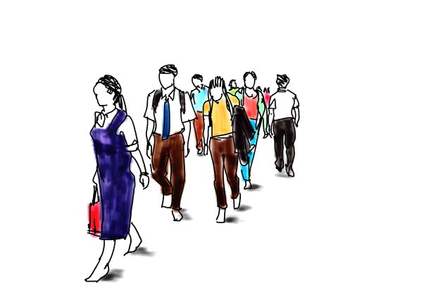 人物行走标记插图图片下载