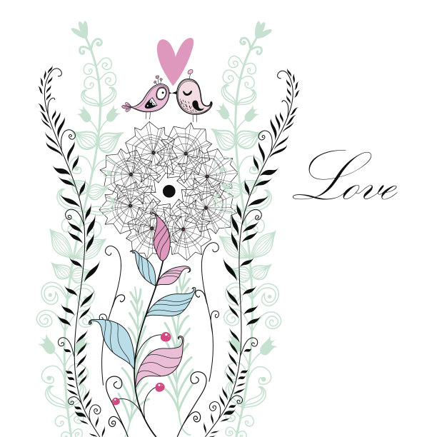 美丽的花鸟图案图片下载