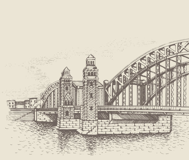 布尔什赫金斯基大桥，圣彼得堡，俄罗斯图片下载