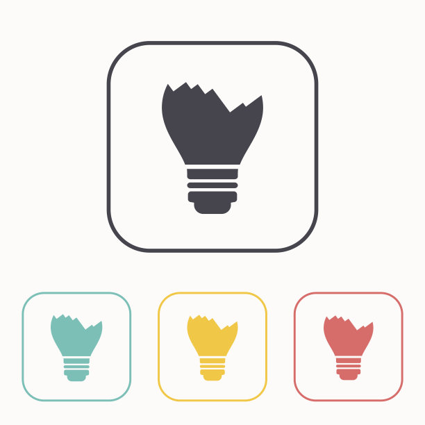 破碎的灯泡矢量平面图标图片下载