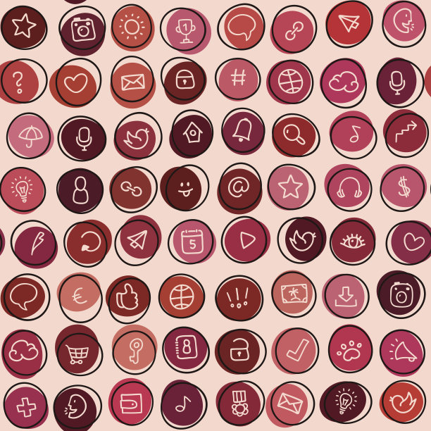 无缝矢量图案波尔卡点。社交、媒体、互联网、财务图标图片下载