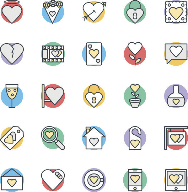 爱和浪漫酷矢量图标2图片下载