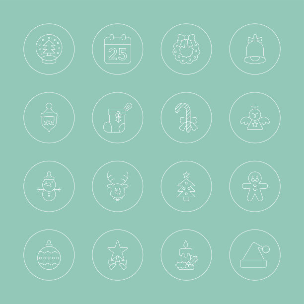 圣诞线图标集图片下载