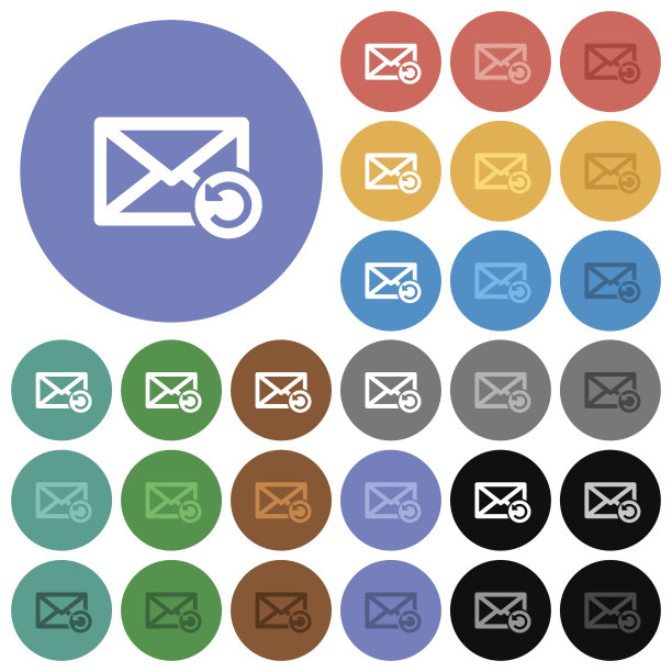 恢复删除邮件圆平面多色图标图片下载