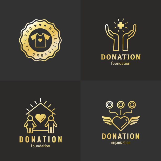 捐赠和慈善金图标复古向量集。第三部分。图片下载