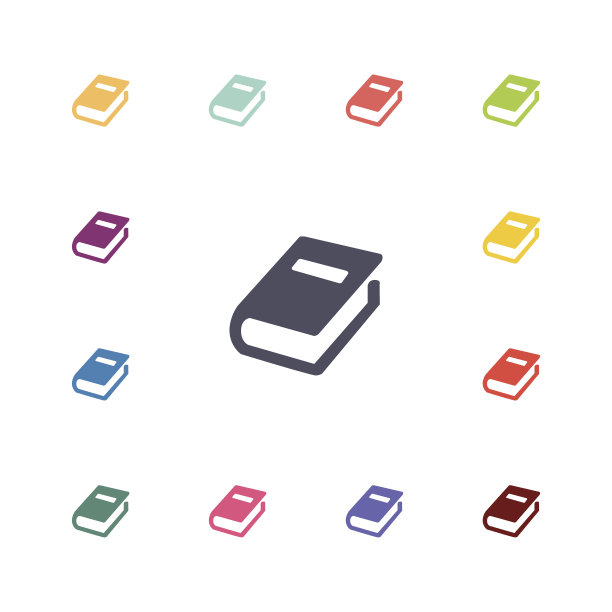 书籍平面图标集图片下载