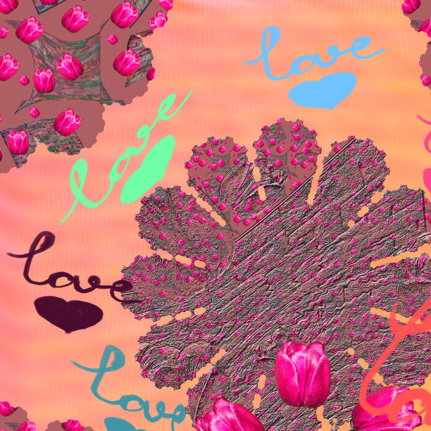 爱心粉花手铭文庆祝设计图片下载