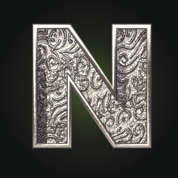 矢量银切割数字n图片下载