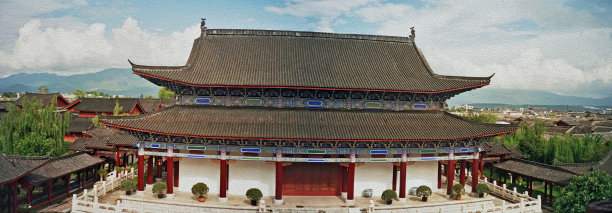 丽江宫，中国，油画风格化图片下载