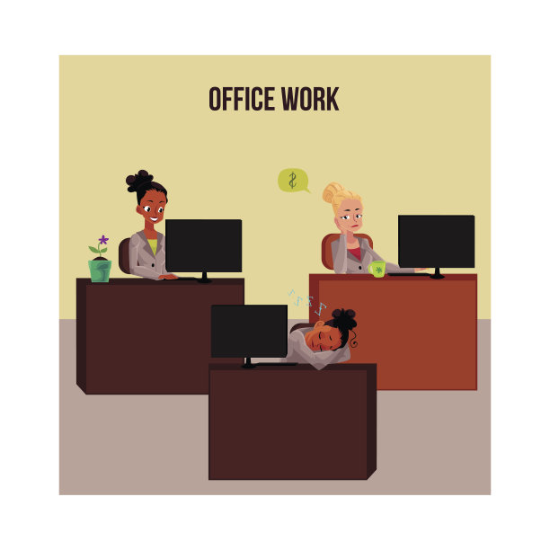 办公室生活海报，横幅上有年轻的白人和黑人商业女性图片下载