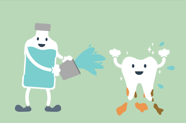 用漱口水清洁牙齿素材图片